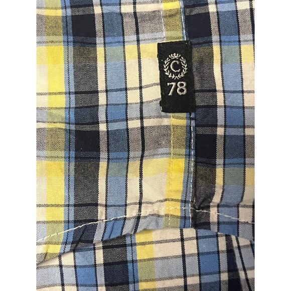 Chaps Men Yellow & Blue Plaid Button-Down Shirt XL 100% Cotton Long Sleeve - Picture 3 of 16